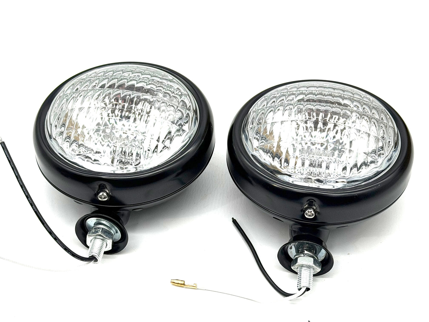 Pair 5" Inch Black Halogen Spot Lamps Tudor