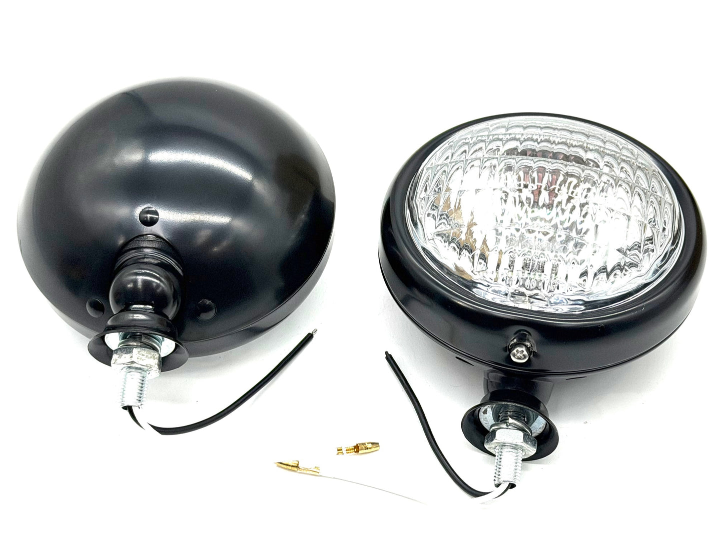 Pair 5" Inch Black Halogen Spot Lamps Tudor