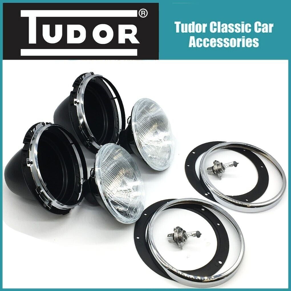 Complete Tudor 7" Halogen Headlamp Headlight Pack With Sidelight