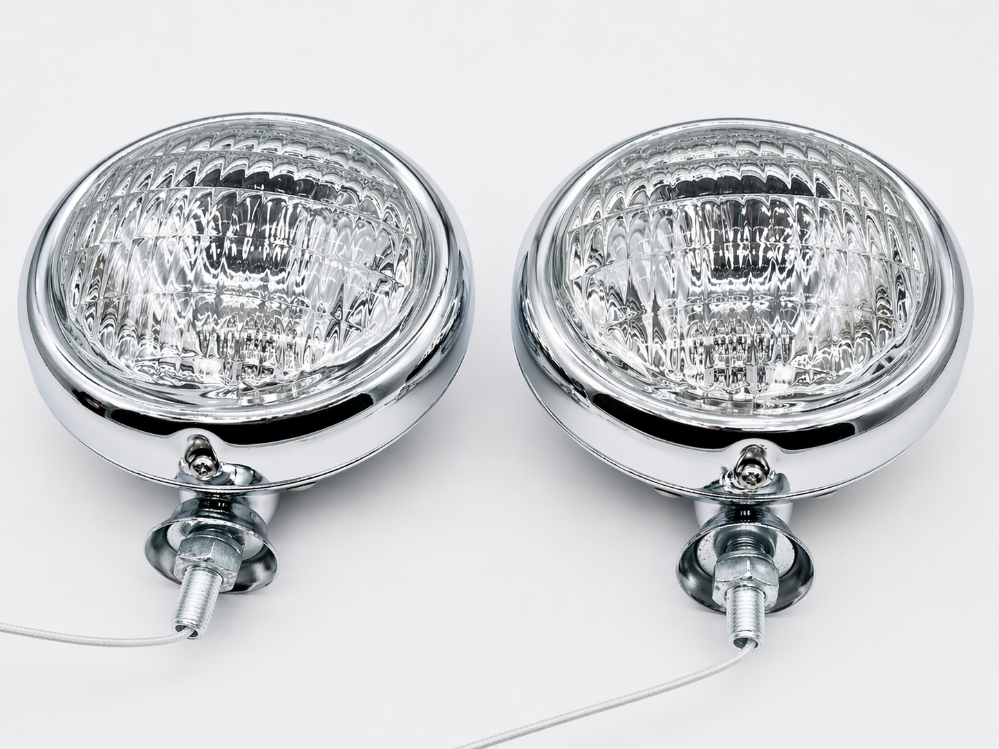 Pair 5" Inch Chrome Halogen Spot Lamps Tudor