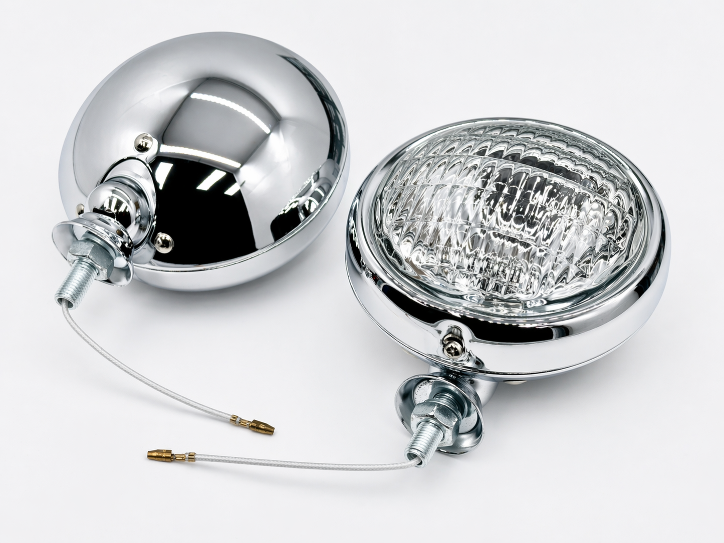 Pair 5" Inch Chrome Halogen Spot Lamps Tudor